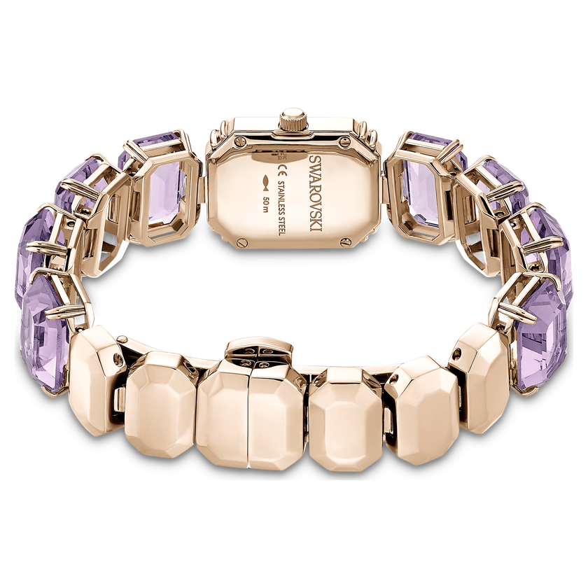 swarovski watch  octagon cut bracelet  purple  champagne gold tone finish