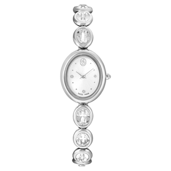 swarovski imber oval watch  swiss made  metal bracelet  silver tone  stainless steel