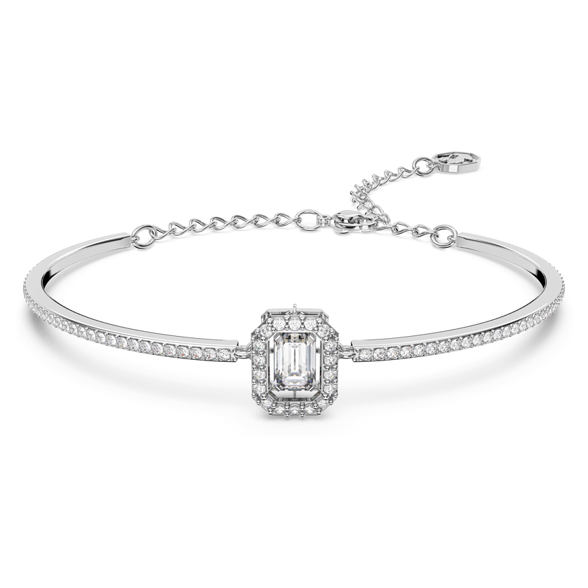 swarovski una bangle  octagon cut  pav   white  rhodium plated