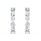 Tennis Deluxe Mixed Pierced Earrings, White, Rhodium plated