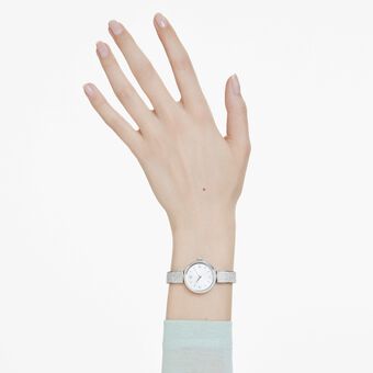 swarovski illumina watch  swiss made  metal bracelet  silver tone  stainless steel