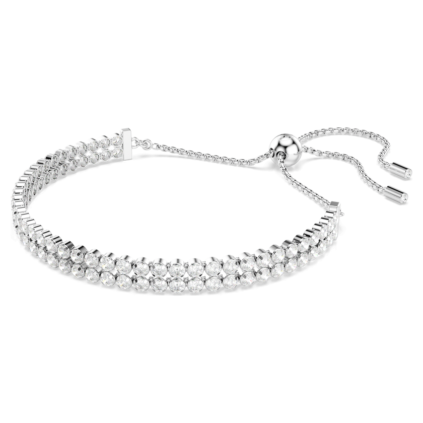 swarovski matrix tennis bracelet  round cut  white  rhodium plated