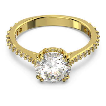 swarovski stilla cocktail ring round cut pav white gold tone plated