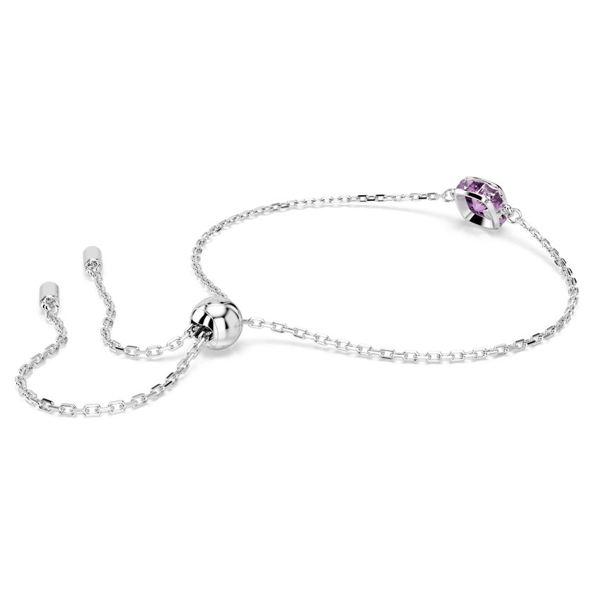 swarovski birthstone bracelet  square cut  february  purple  rhodium plated