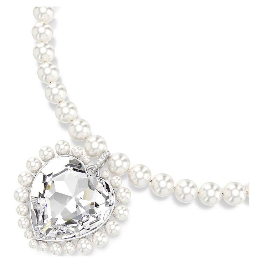 ariana grande x swarovski necklace  crystal pearl  heart cut  heart  white  rhodium plated