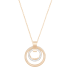 Hollow Pendant, Medium, White, Rose Gold Plated