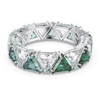 swarovski matrix cocktail ring triangle cut green rhodium plated