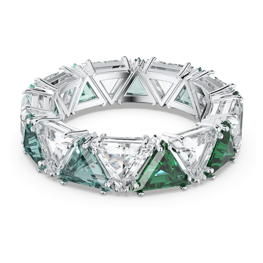swarovski matrix cocktail ring  triangle cut  green  rhodium plated