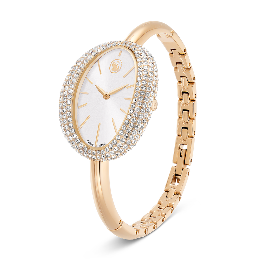 swarovski imber bangle watch  swiss made  metal bracelet  gold tone  champagne gold tone finish