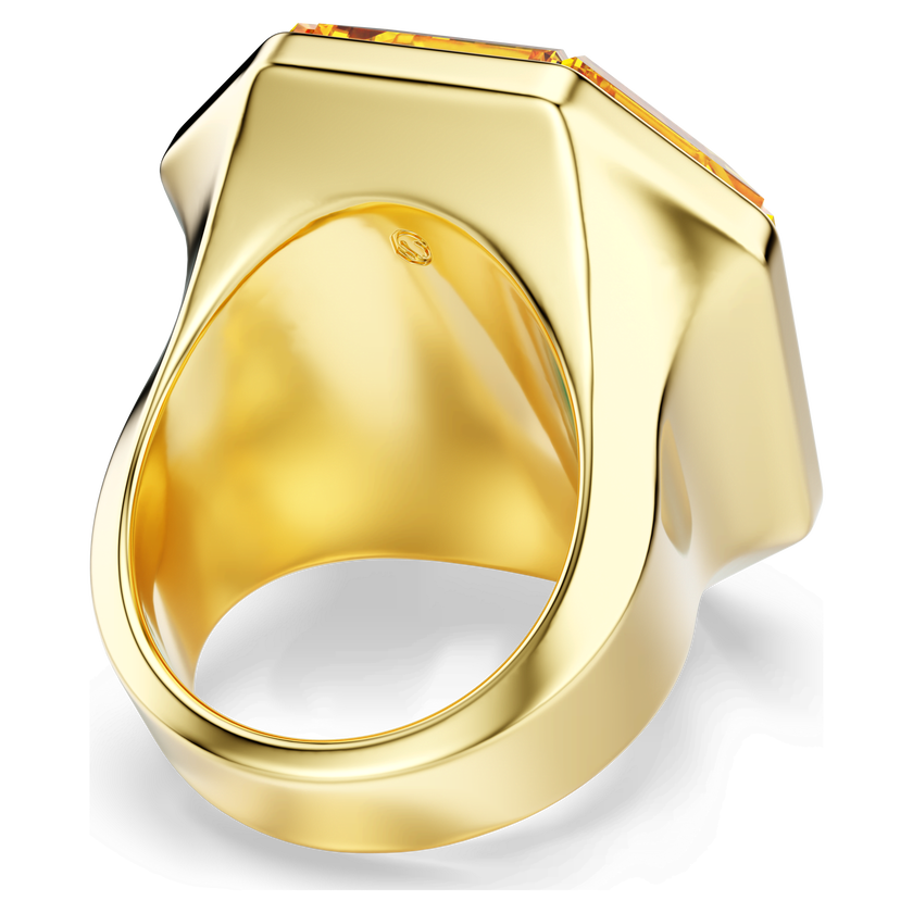 swarovski lucent cocktail ring  octagon shape  yellow  gold tone plated