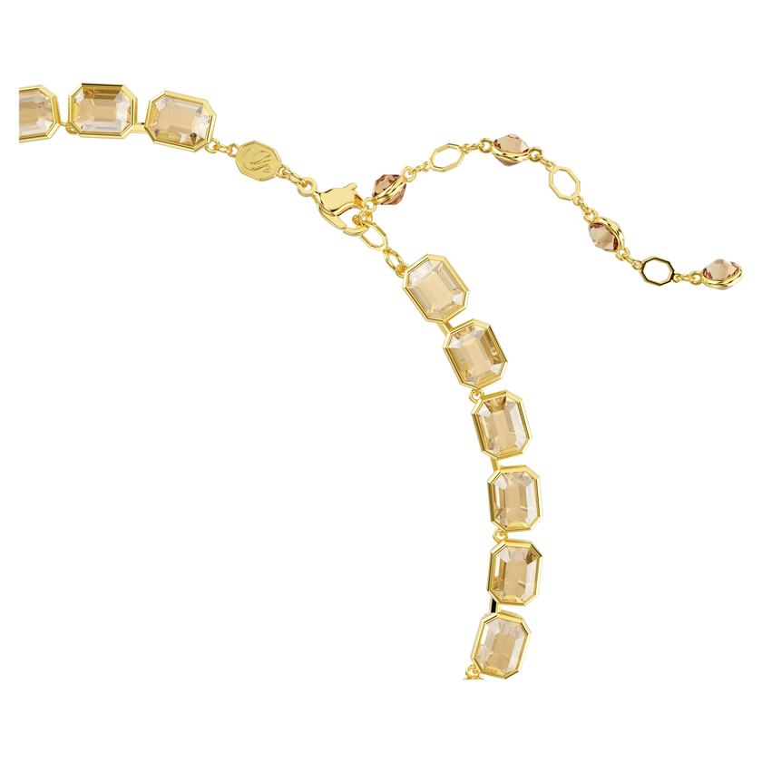 swarovski millenia tennis necklace  octagon cut  yellow  gold tone plated
