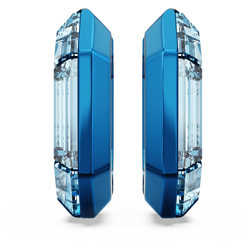 swarovski lucent hoop earrings  octagon shape  small  blue