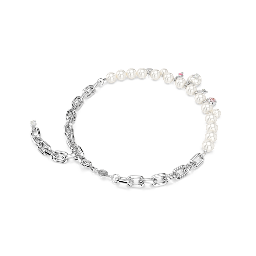 swarovski idyllia necklace  crystal pearl  mixed cuts  white  rhodium plated
