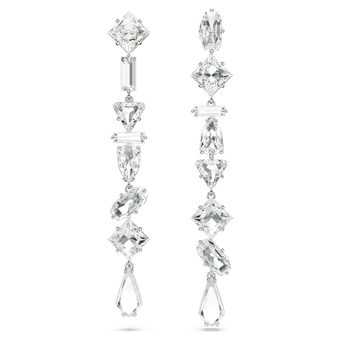 swarovski mesmera drop earrings  mixed cuts  long  white  rhodium plated