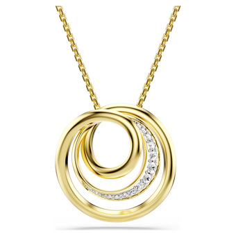 swarovski hyperbola necklace  round cut  white  gold tone plated