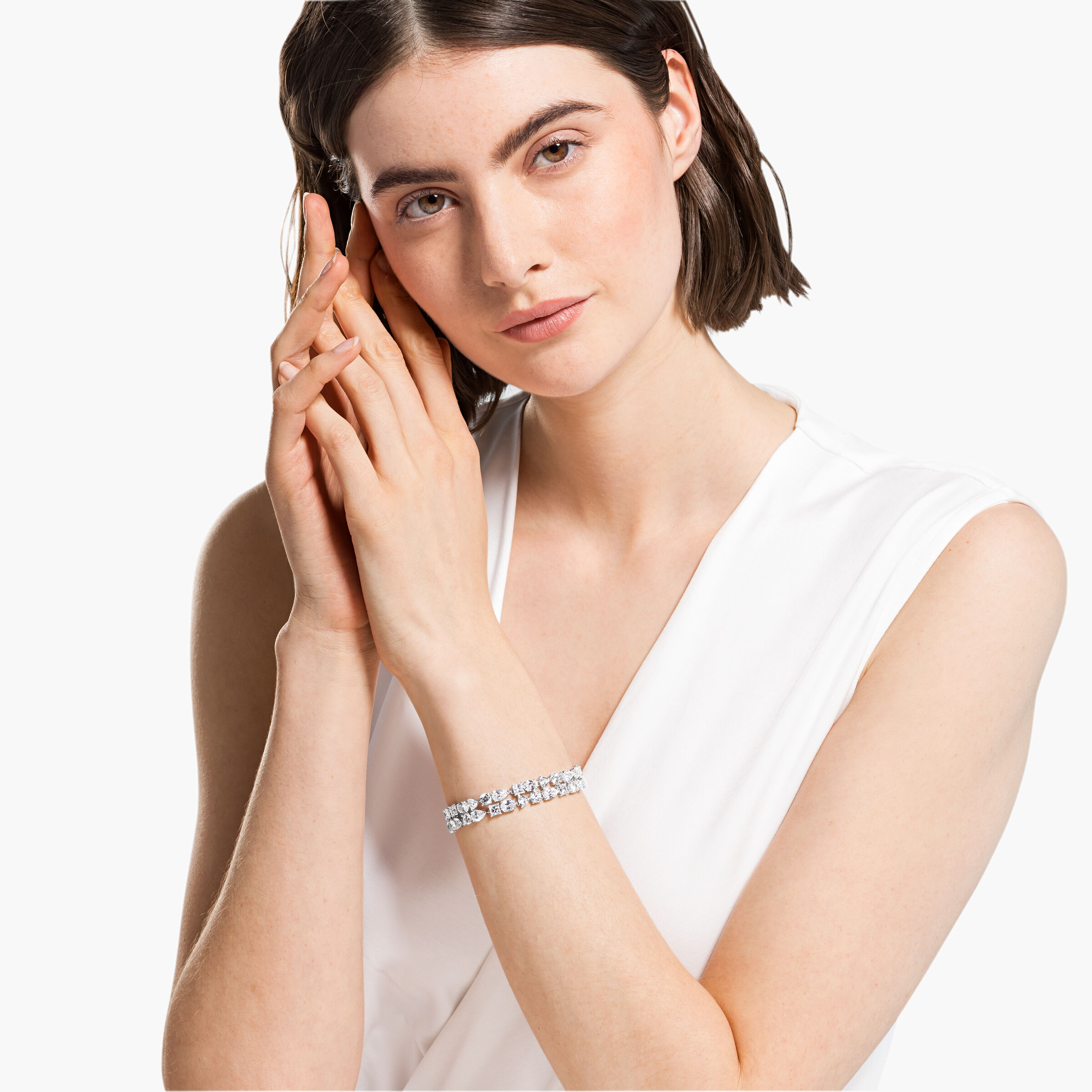 Buy Swarovski Tennis Deluxe Mixed Bracelet White Rhodium plated