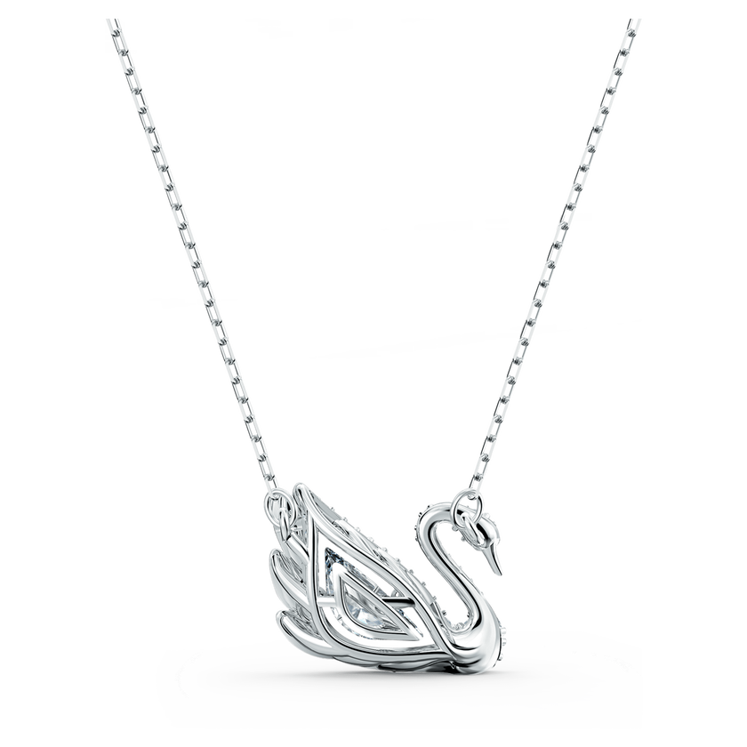 swarovski dancing swan necklace  swan  white  rhodium plated
