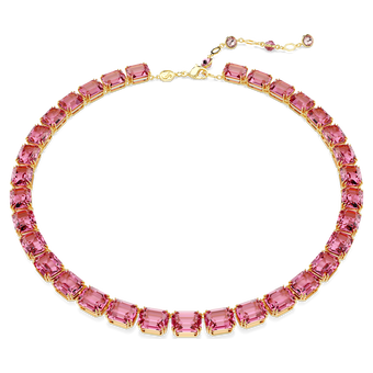 swarovski millenia necklace octagon cut pink gold tone plated