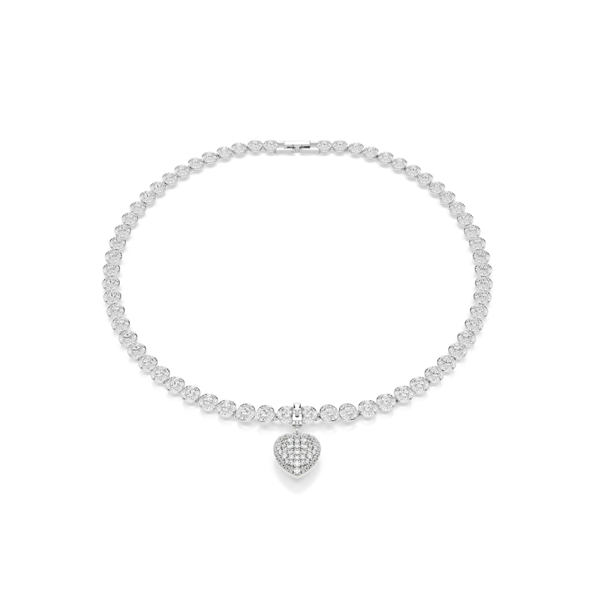swarovski idyllia charm  mixed cuts  pearl colored coating  heart  white  rhodium plated