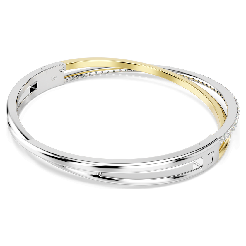swarovski hyperbola bangle  round cut  white  mixed metal finish