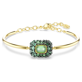 swarovski sublima bangle  octagon cut  green  18k gold finish