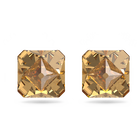Chroma stud earrings, Pyramid cut crystals, Yellow, Gold-tone plated