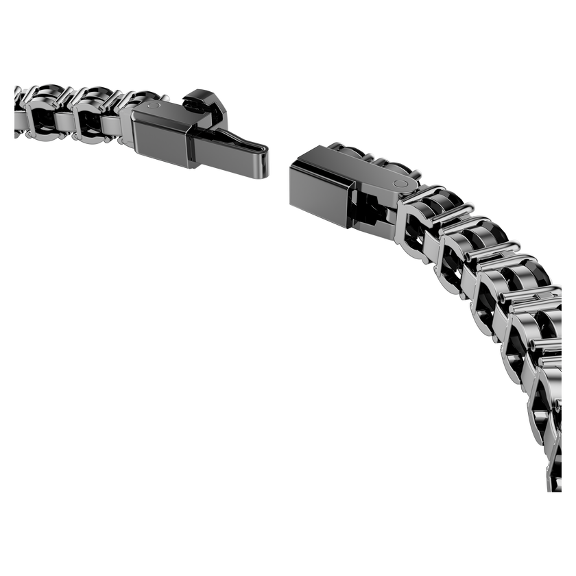 swarovski matrix tennis bracelet  round cut  black  ruthenium plated