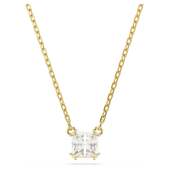 swarovski stilla pendant  square cut  white  gold tone plated