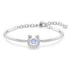 swarovski symbolica bangle  round cut  pav   horse shoe  blue  rhodium plated