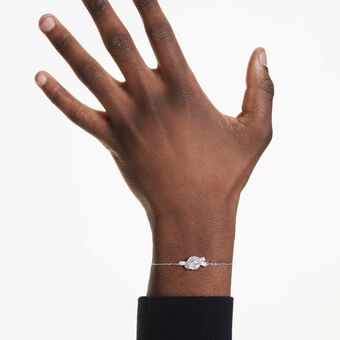 swarovski matrix bracelet  baguette cut  knot  white  rhodium plated