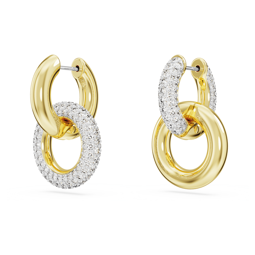 swarovski dextera hoop earrings  interlocking loop  white  gold tone plated