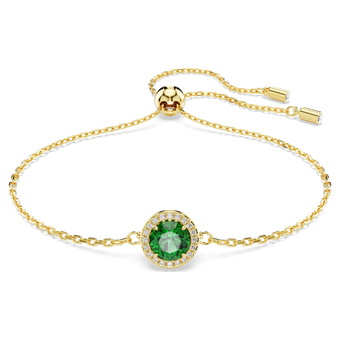 swarovski una angelic bracelet round cut pav green gold tone plated