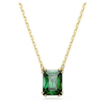 swarovski stilla pendant  rectangular cut  green  gold tone plated
