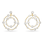 Constella clip earrings, Circular, White, Gold-tone plated