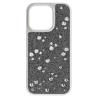 swarovski high smartphone case scattered design iphone 16 pro silver tone