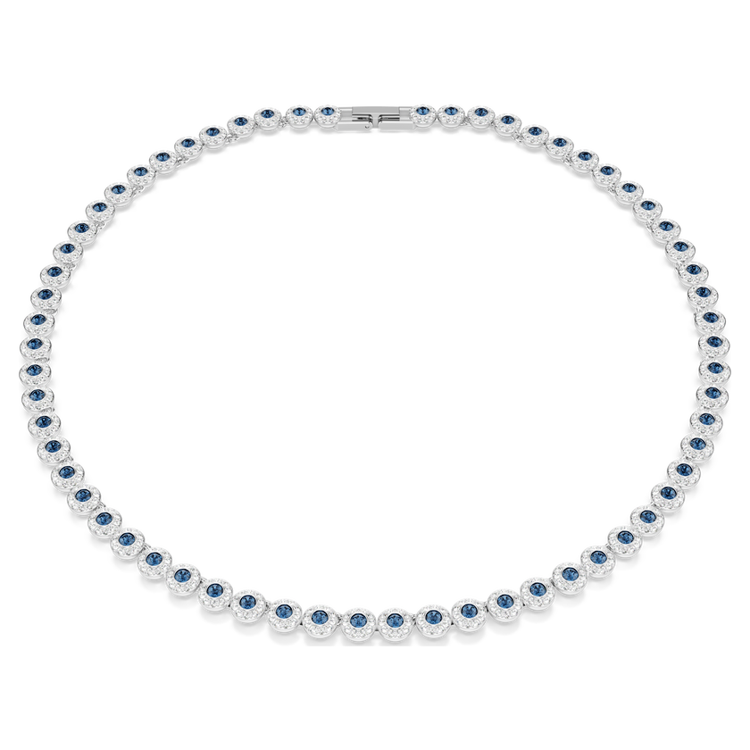 swarovski una angelic tennis necklace  round cut  blue  rhodium plated