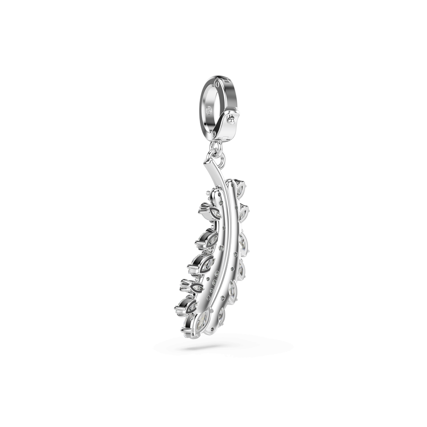 swarovski vienna charm  mixed cuts  feather  white  rhodium plated