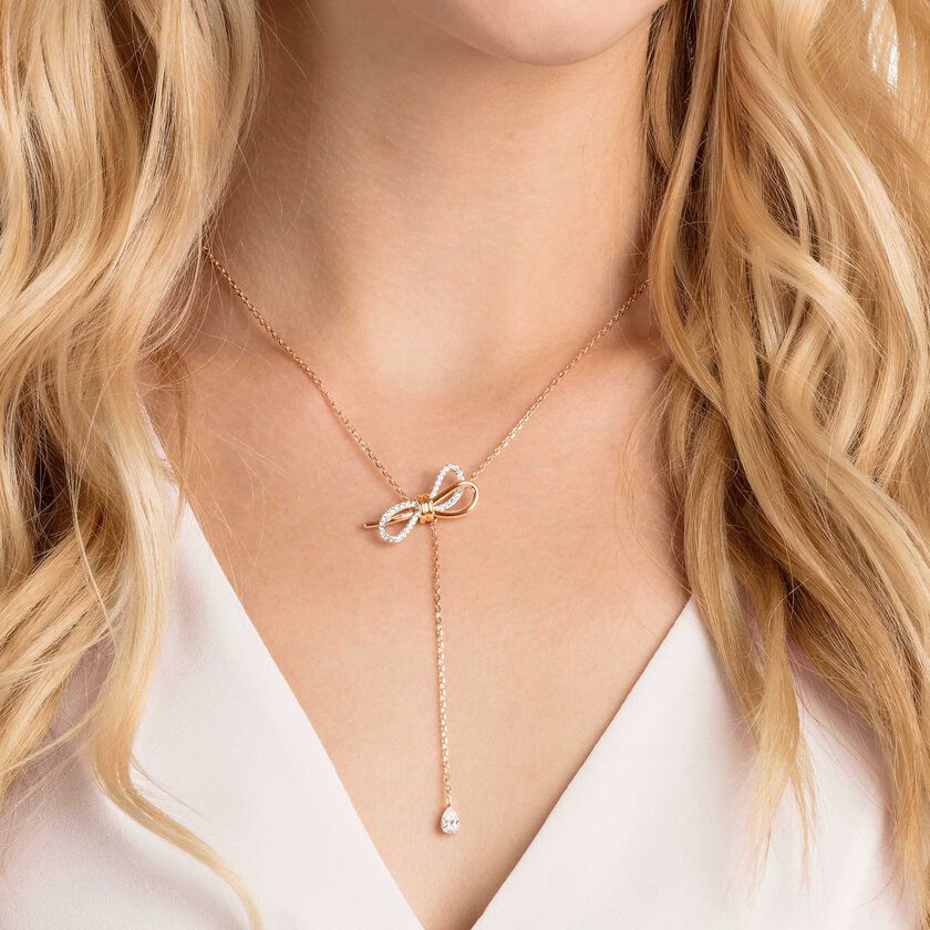 swarovski lifelong bow necklace  bow  white  mixed metal finish