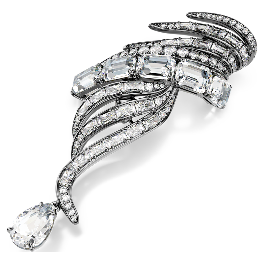 swarovski the vienna collection brooch  feather  white  ruthenium plated
