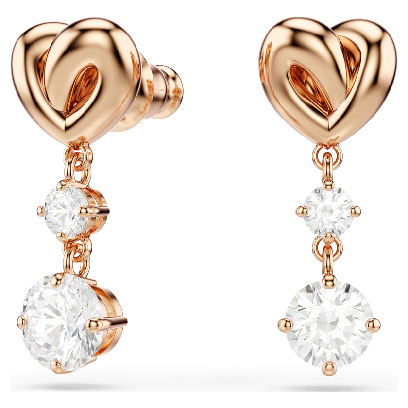 swarovski lifelong heart drop earrings  heart  white  rose gold tone plated