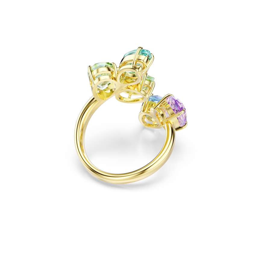 swarovski gema motif ring  mixed cuts  multicolored  gold tone plated