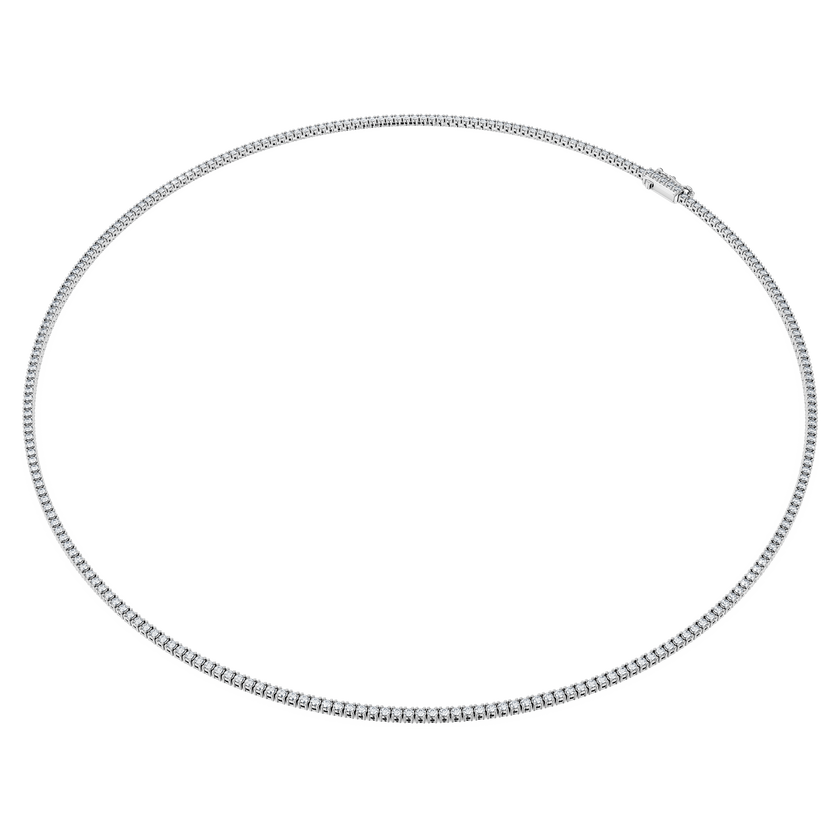 swarovski eternity tennis necklace  lab grown diamonds 3 ct tw  round shape  18k white gold