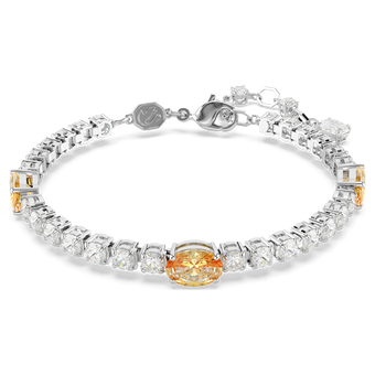 swarovski matrix tennis bracelet  mixed cuts  yellow  rhodium plated
