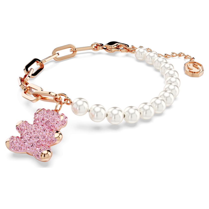 swarovski teddy bracelet  bear  pink  rose gold tone plated