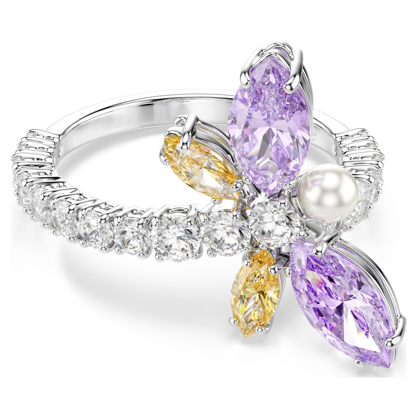 ariana grande x swarovski motif ring  mixed cuts  dragonfly  multicolored  rhodium plated