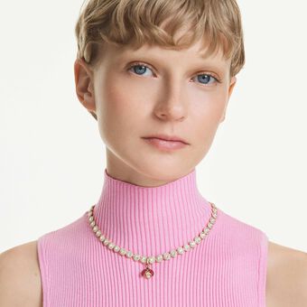 swarovski idyllia charm  mixed cuts  ladybug  red  gold tone plated