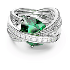 swarovski hyperbola cocktail ring carbon neutral zirconia mixed cuts four bands green rhodium plated