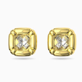 Dulcis earrings,  Square, Cushion cut crystals, Gold-tone plated