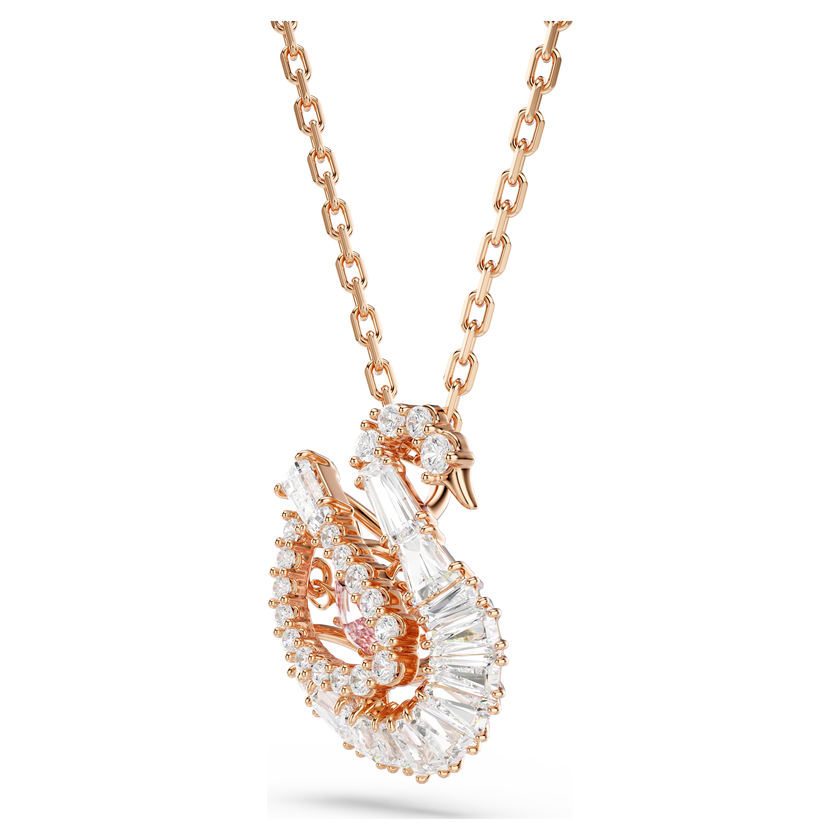 swarovski swan pendant  mixed cuts  swan  pink