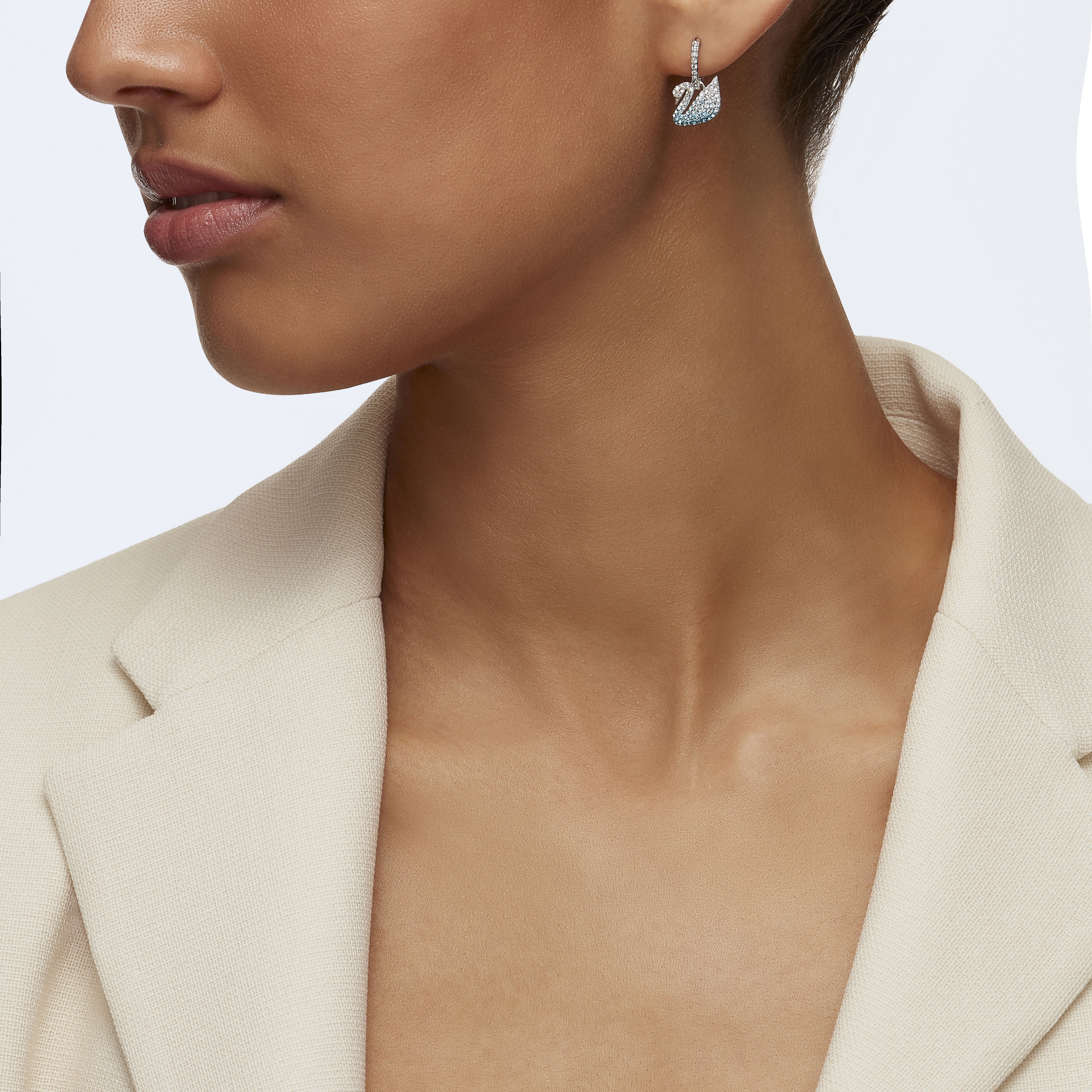 Buy Swarovski Iconic Swan Pierced Earrings Multi colored Rhodium
